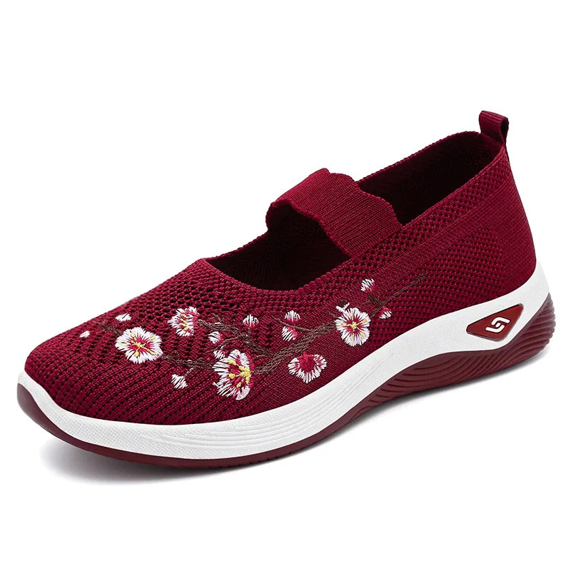 Womens flat shoes autumn embroidered shallow shoes womens breathable comfortable wear-resistant fashionable and casual shoes 241024