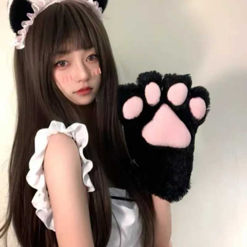 Role playing Cat Cl Gs Update Large Size Women Winter Plush Warm Halloween Christmas Party Role playing Full Finger Gloves W241026