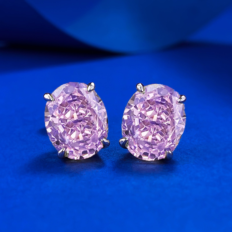 Sterg Sier Moissanite Stud Earrings: Solitaire Oval Cut Fine Jewelry for Women