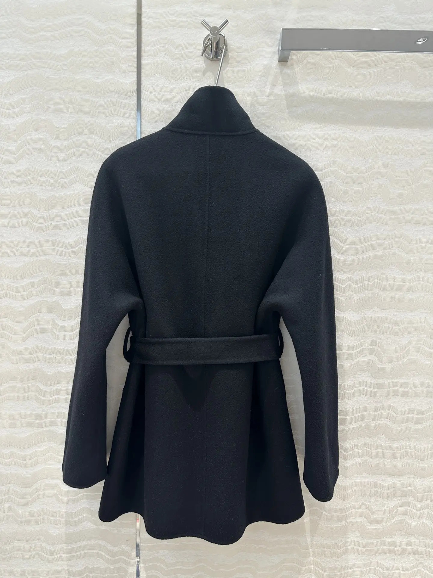 Wool Blend Autumn Winter Solid Cashmere Turndown Collar Sashes Midlength Coat Trendy Basics Slim Female Clothes 241025