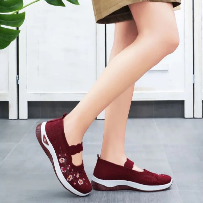 Womens Shallow Flat Shoes Breathable Womens Platform Running High Quality Round Flat Shoes Womens Fashion 241024