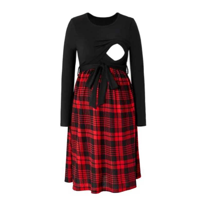 Womens breast enhancement dress plain long sleeved loose fluffy plush retro plain simple and fashionable high-quality maternity clothing W241026