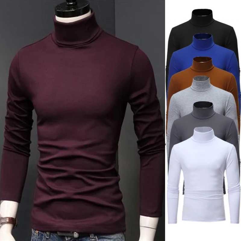 Mens Hot Turtle Neck Casual Slepwear Shirt S-2XL Sleve Ultra Thin Coat 5-Color Basic Sweater Bottom Winter W241026