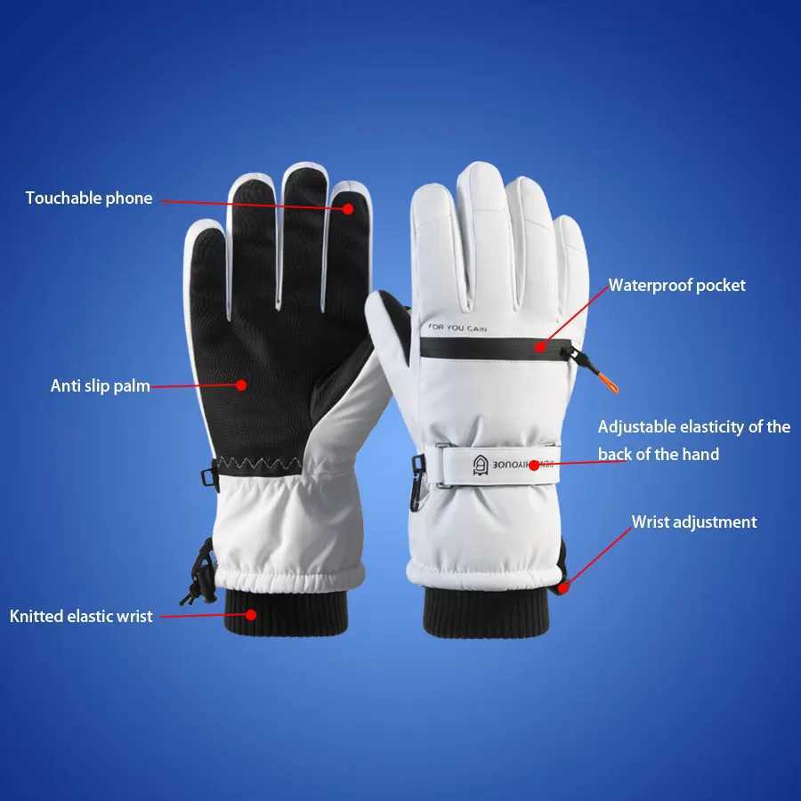 Mens and womens windproof and waterproof skiing Gs warm and thick Gs anti slip touch screen hiking winter Gs bicycles W241026