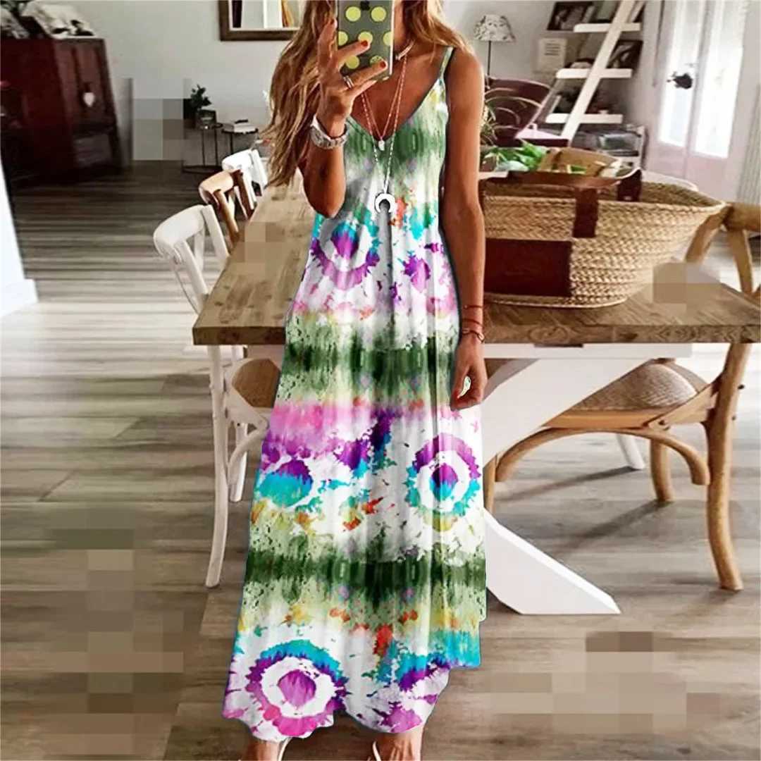 Pregnant dress plus size pregnant dress womens long skirt summer casual bohemian printed long sleeved V-neck pregnant dress W241026