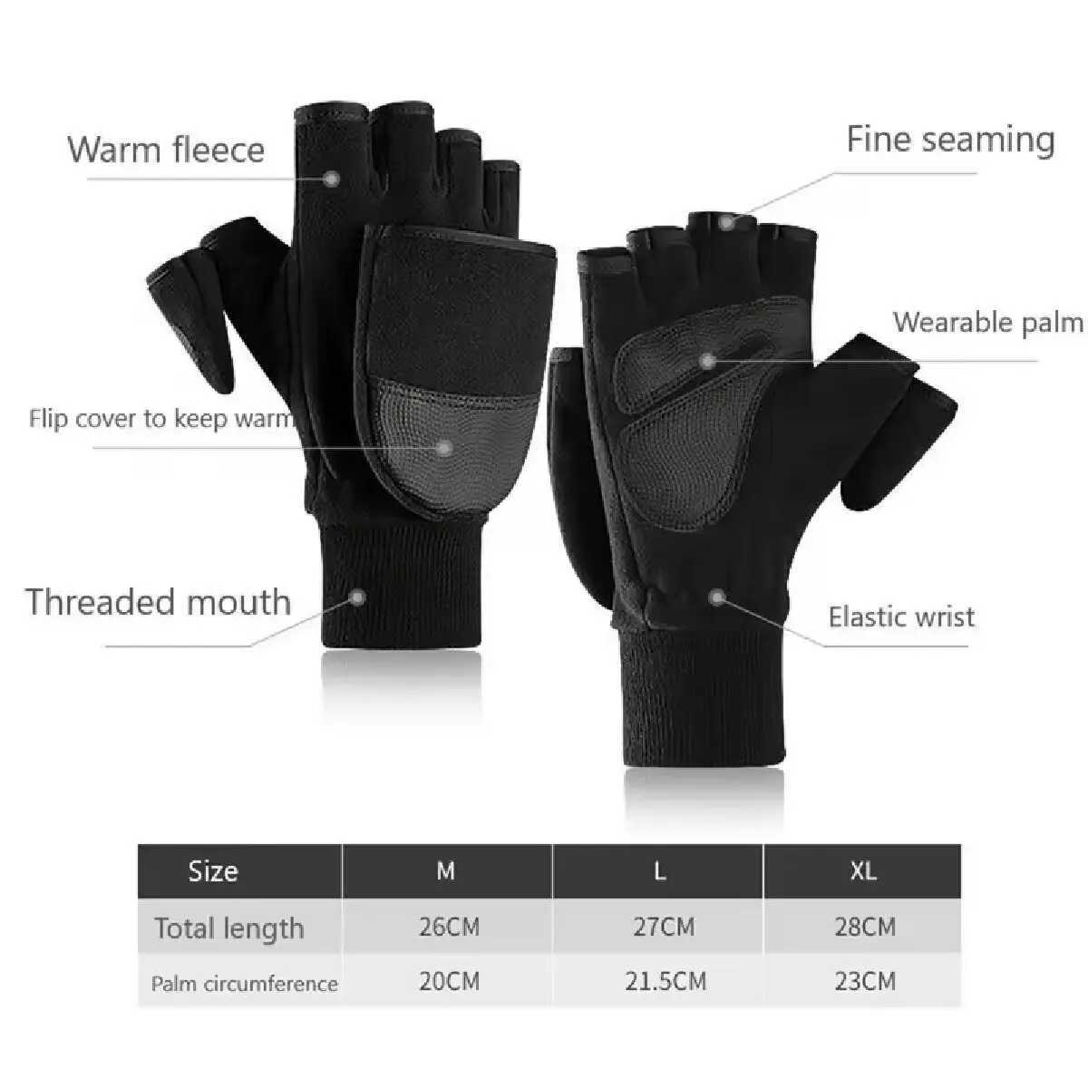 Winter Flip Black Fishing Gs Half Finger Anti slip Breathable Camera Photography Sports Outdoor Warmth Gs W241026