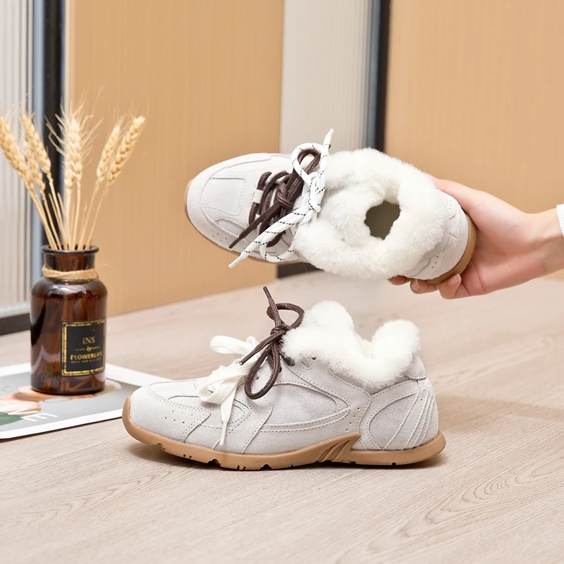 AIYUQI Women Winter Sneakers Genuine Leather 2024 New Non-slip German Training Shoes Women Large Size Flat Female Winter Shoes