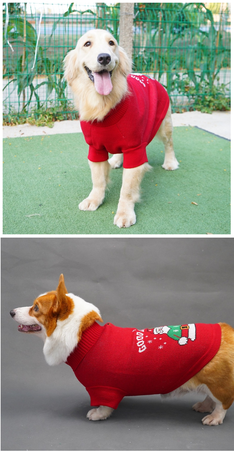 Christmas Santa Suit Autumn and Winter Extra Fleece Thick Sweater Hoodie Large Golden Retriever Pet Designer Clothes Dog Apparel