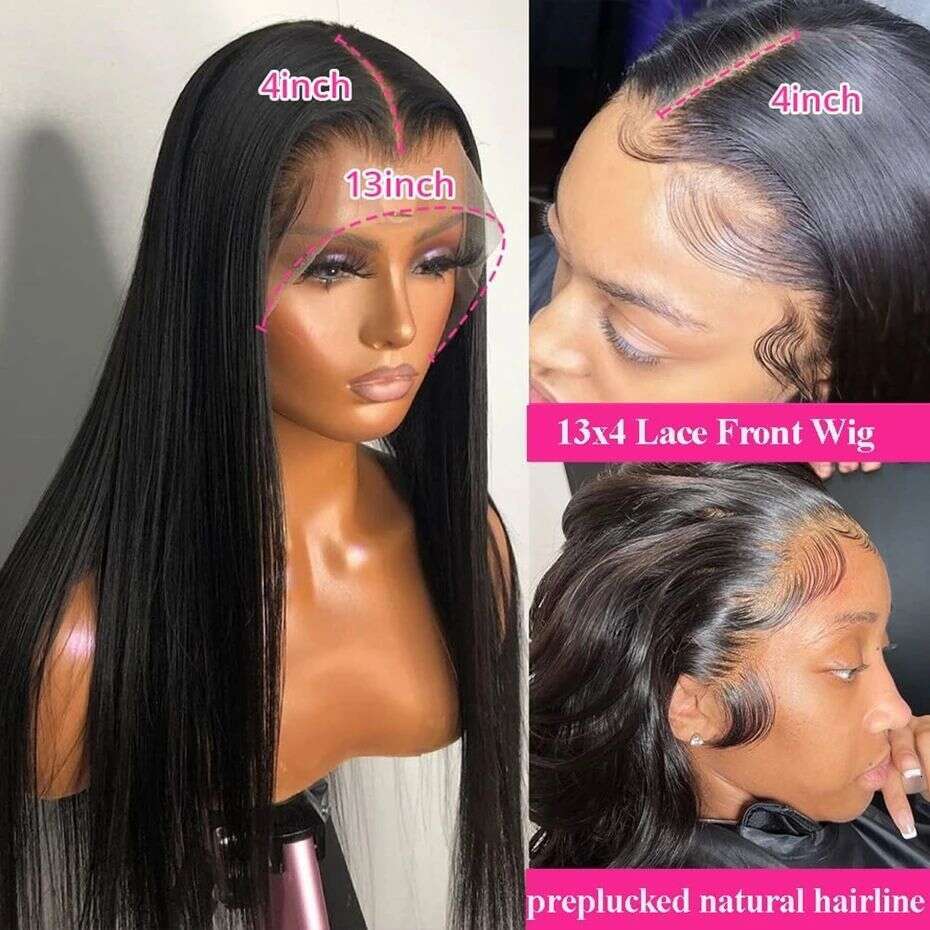 32 34 Inch Bone Straight 13X4 Front Human Wigs Brazilian 13X6 Lace Frontal Wig Preplucked For Women Remy Hair MYLOCKME