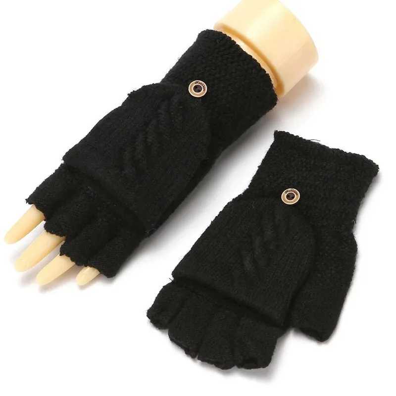 Wool Knitted Finger Collar Gs Winter Warm Flexible Touch Screen Gs Mens and Womens Neutral Exposed Finger Gloves G W241026
