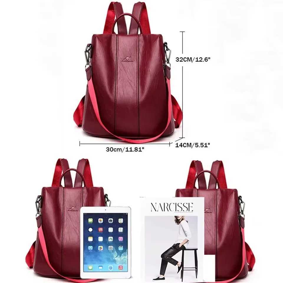 Anti Theft Backpack Purses High Quality Soft Leather Female Vintage School Bags Travel Outdoor Bagpack Ladies Bookbag RucksackXJ241026