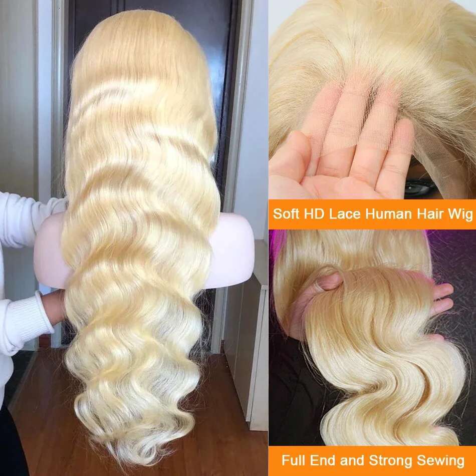 613 Hd Frontal 13X6 Body Wave Human Hair 30 Inch Honey Blonde Color Wig Brazilian 13X4 Lace Front Wigs For Women