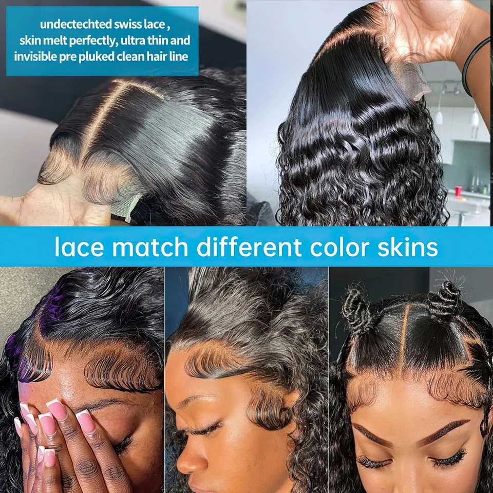 200Density 12A Deep Wave 13x4 Short Lace Front Bob Human Hair Wigs HD Transparent 200% Curly Frontal Wig For Women