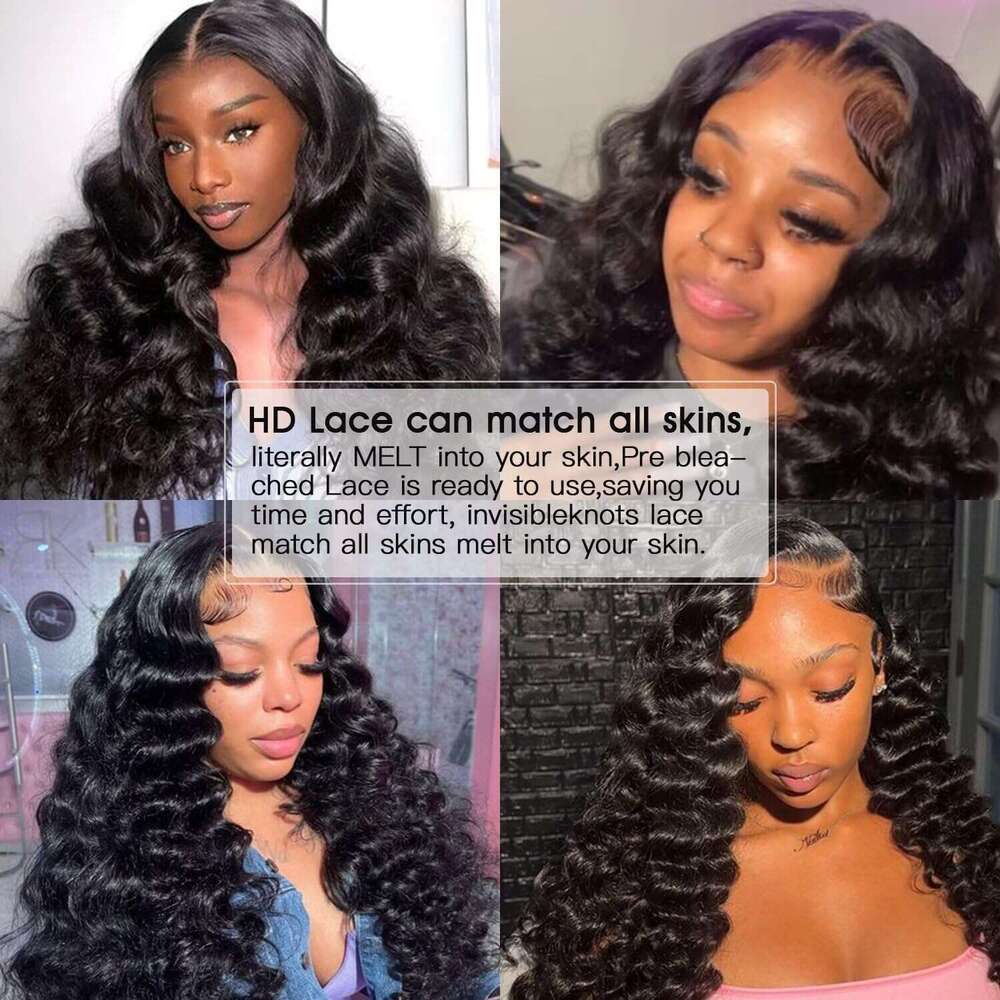 Loose Deep Wave Wig x HD Transparent Curly Lace Front Human Hair Wigs For Women Water Frontal