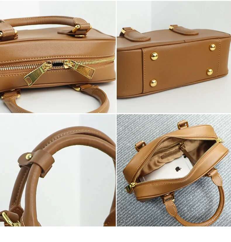 High Quality Boston Bowg 2023 New Large Capacity Vintage Pillow Bag Genuine Leather Crossbody Handbag