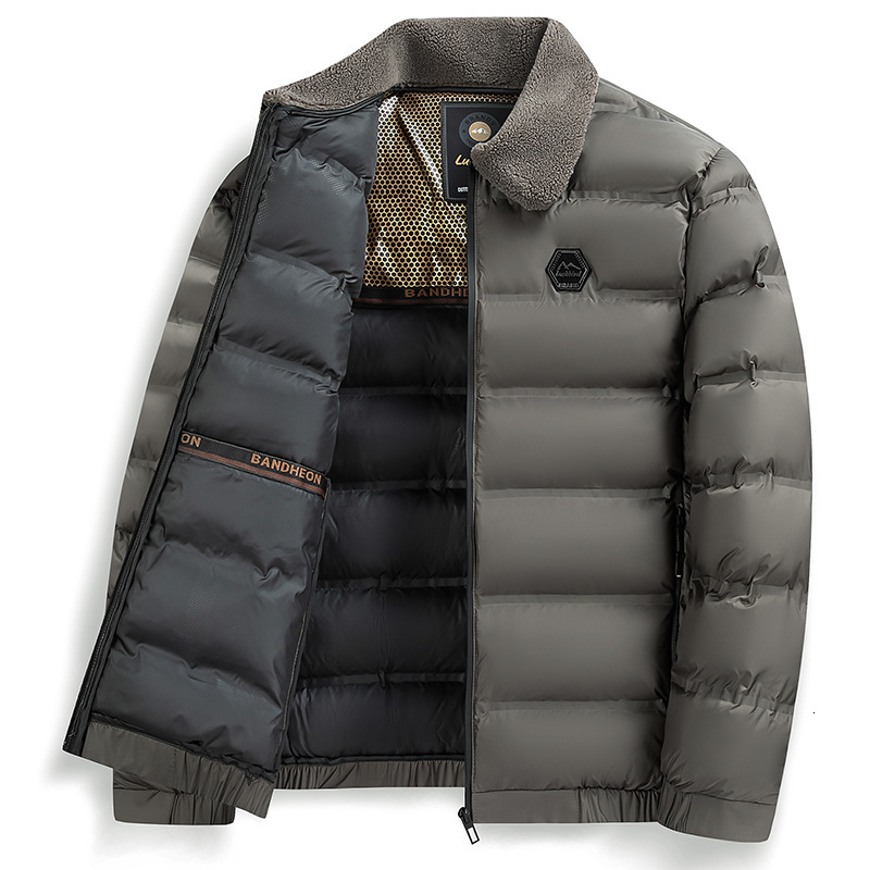 2024 Winter New Designer Collar Warm Solid Color Casual Business Short Style Dad's Cotton Jacket