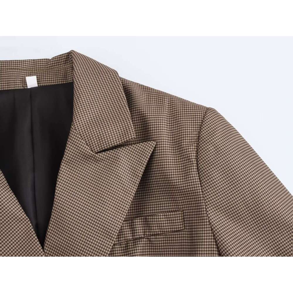 TRAFZA Elegant Pinstripe Office Women Lapel Pocket 2024 New Spring Autumn Fashion Old Money Commuter Blazer