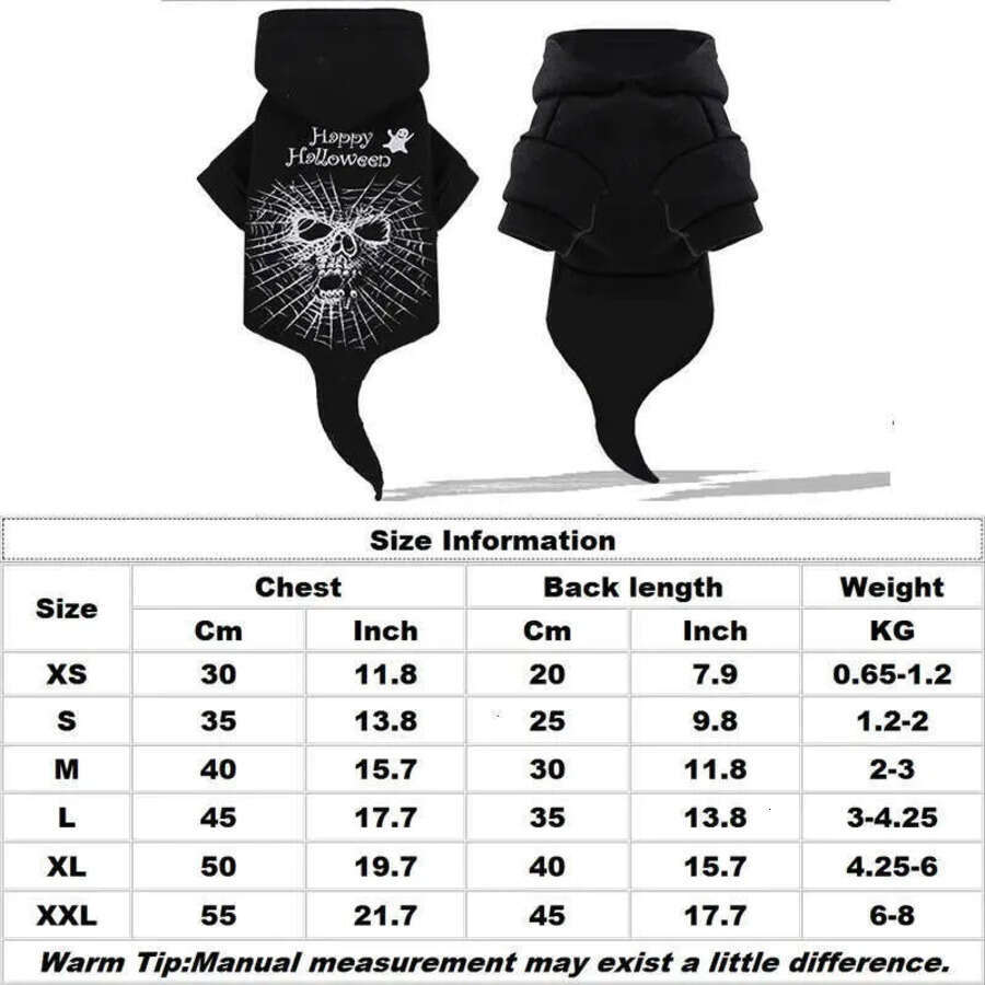 Halloween Fleece Thicken Hoodies Puppy Kitten Clothes Dog Cat Costume Black Skull Sweater Winter Warm Pet Clothing Bh2343 TQQ
