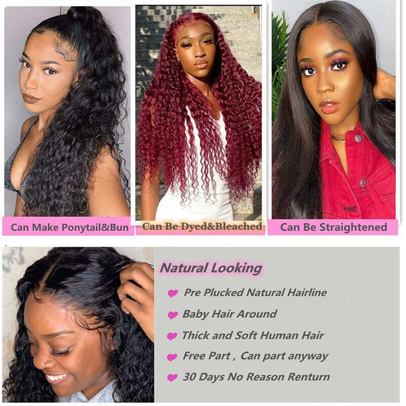 Density Deep Wave x Lace Front Human Hair Wig Curly Frontal Wigs For Women Pre Plucked