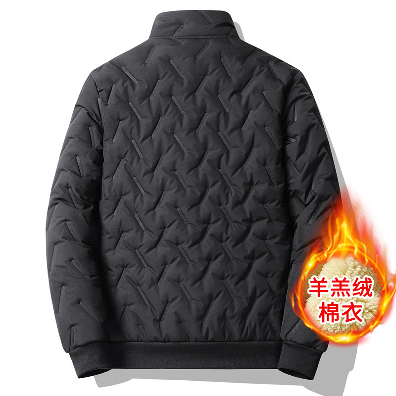 2024 New Designer Lamb Men's Winter Wool Thick Clothes Warm Loose Stand up Collar Jacket Dad's Cotton Jacket