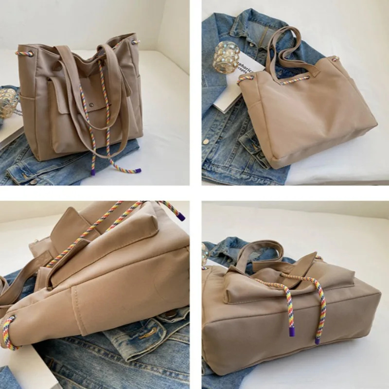 Large Capacity Canvas Tote Bag for Womens Versatile Instagram College Student Class Shoulder Bag 241025