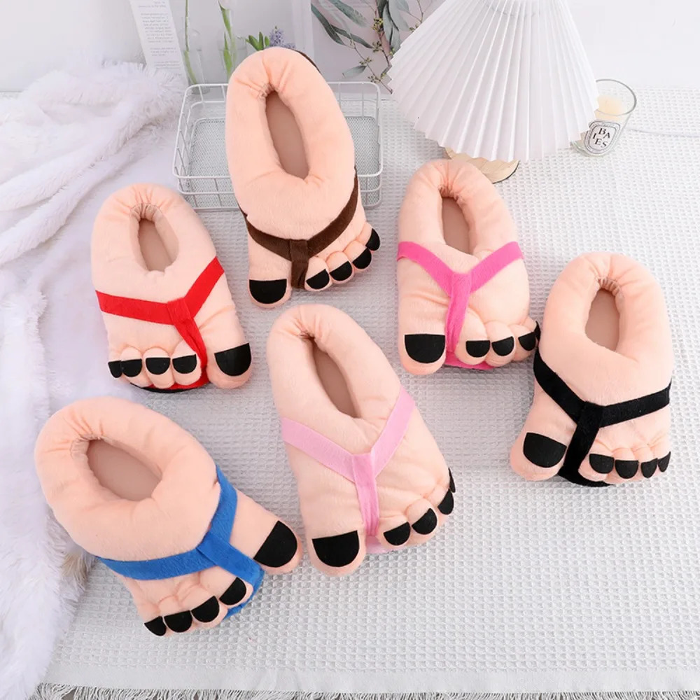 Men Women Winter Slippers Big Feet Creative Couples Funny Slippers House Slides Home Soft Warm Cotton Slider 241025
