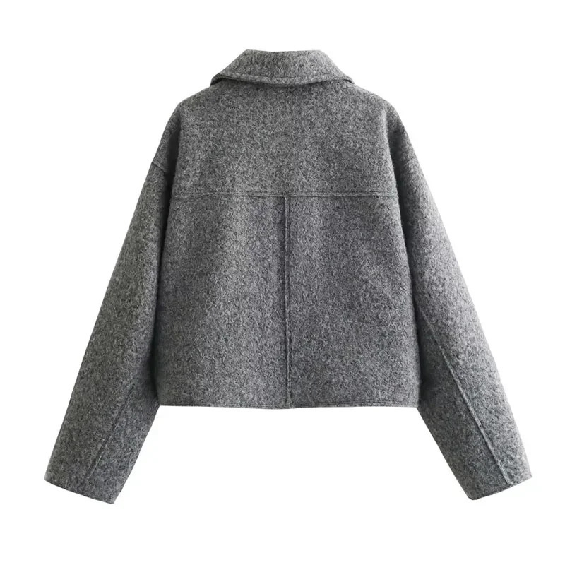 ASDS Autumn Winter Cropped Jacket for Women Short Coat Tweed Jacket Zip Crop Demiseason Jacket Woman in outerwears 241024
