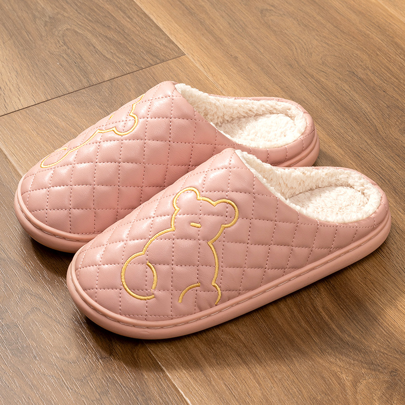 NEW hot 2024 new waterprooutumn and winter indoor home couples, cute, non slip, plush, warm cotton slippers for men