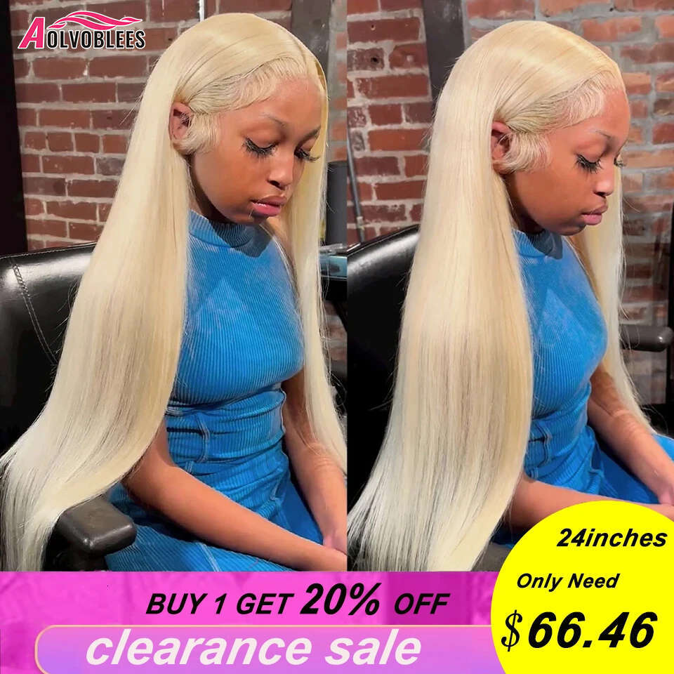 x HD Transparent Blonde Lace Frontal Human Hair Wigs straight Wig Brazilian Bone Straight Front