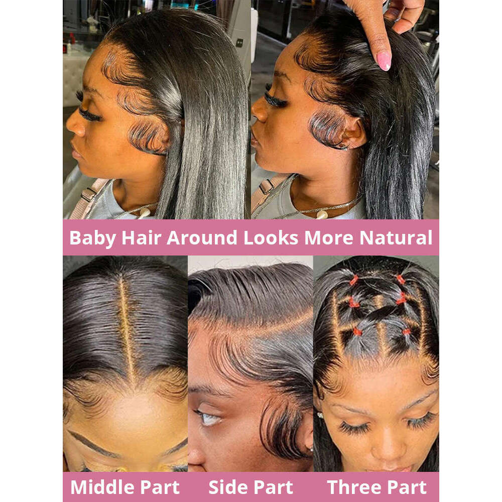 High Density HD Lace Frontal Wig x Human Hair Brazilian Straight Wigs For Women Preplucked