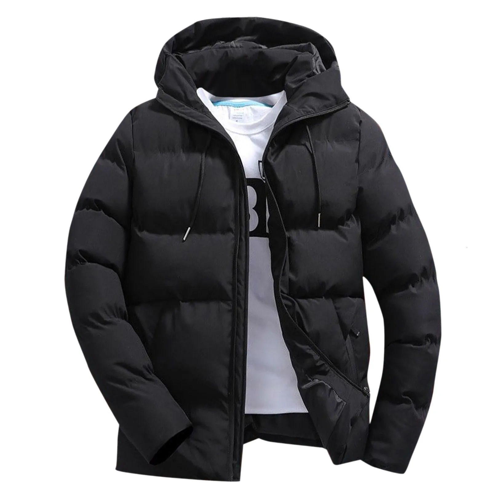 Fashion Parkas Men Winter Overcoat Mens Casual Jacket Warm Hooded Thick Puffer Coat Outwear Business solid color zip Hombre 241024