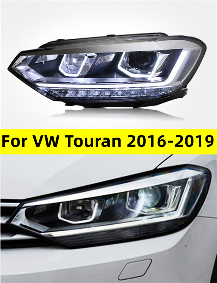 For VW Touran 20 16-20 19 Headlight Assembly Upgrade LED Lens Headlight Daytime Running Light Dual lens High Beam