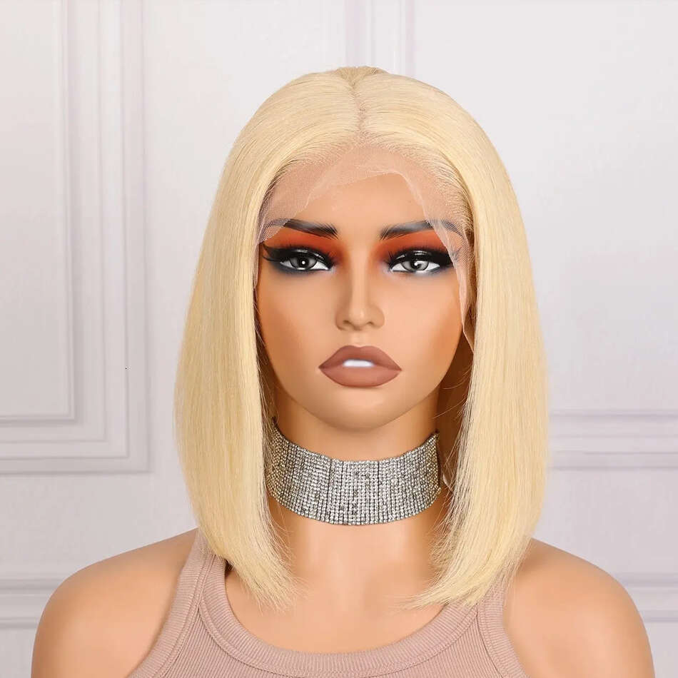 x Blonde BOB Ombre Lace Fornt Wig Short Straight Bob Braizilian Human Hair Wigs Transparent Frontal Preplucked