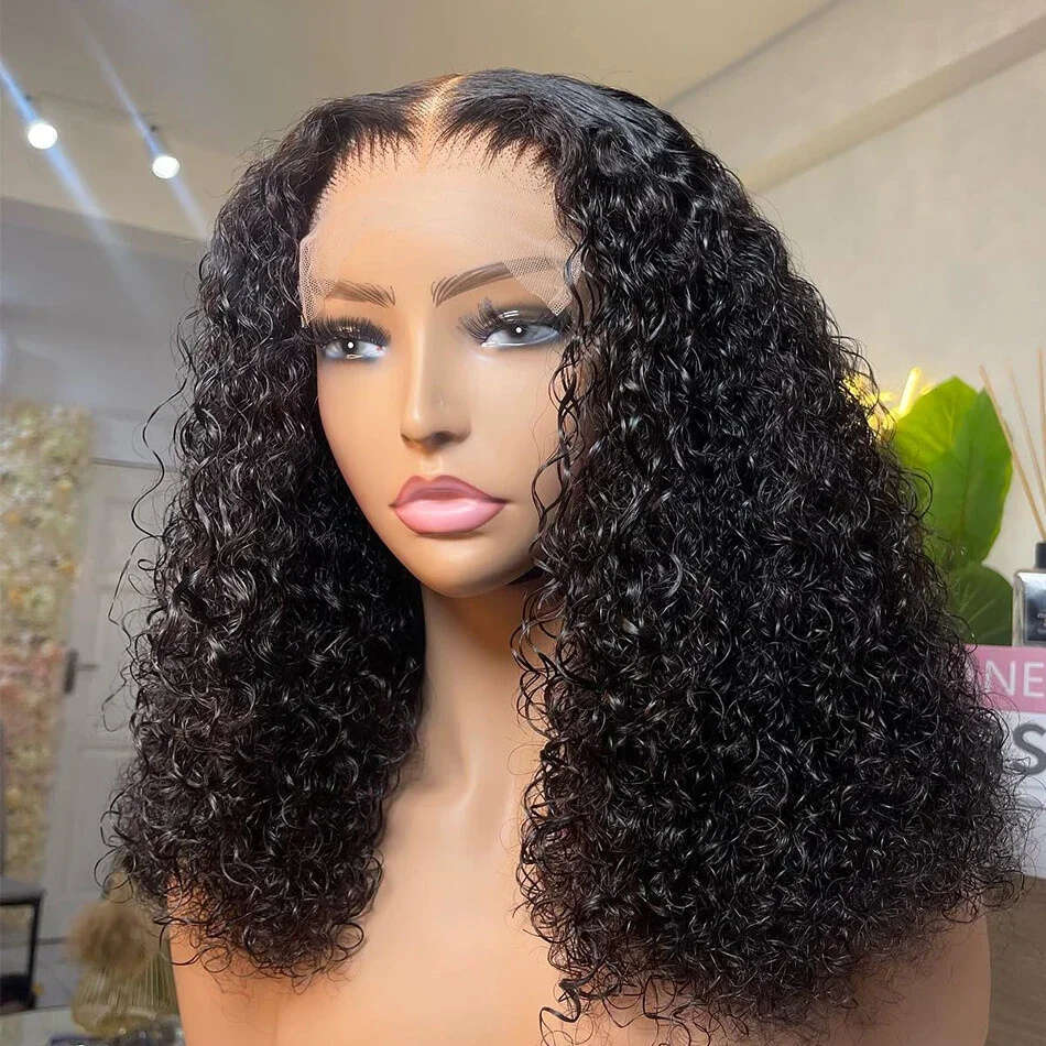 X Curly Short Bob Lace Frontal Human Hair Wigs Deep Water Wave Front Wig Closure Brazilian Remy
