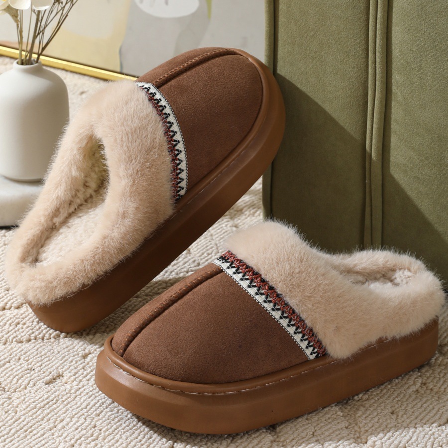 free shipping designer shoes mens flat sandals for women fury slippers winter cotton slippers warm thick soled home thick plush slippers sliders slide