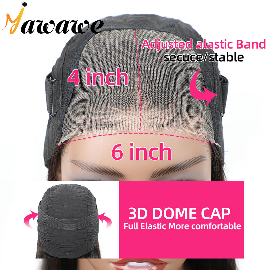 Deep Wave Glueless Human Hair Ready to Wear PreCut preplucked Lace Closure Wig 6x4 closure human hair hd lace front wig
