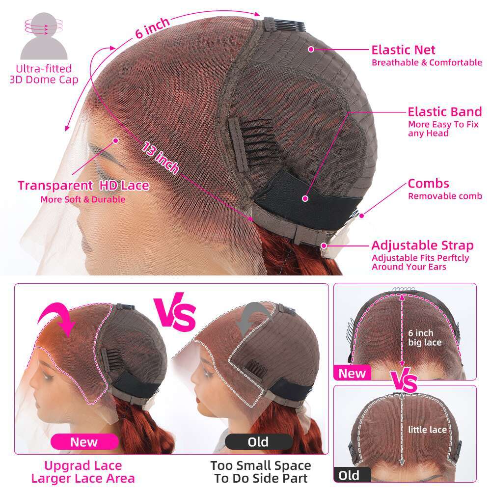 Reddish Brown Straight x Hd Lace Frontal Human Hair Wig Pre Plucked Brazilian Wigs For Women