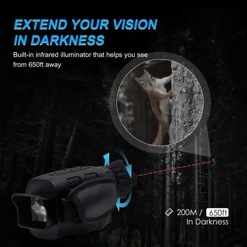 Monocular Night Vision Device 1080P HD Infrared 5x Digital Zoom Hunting Telescope Outdoor Day Night Dual Use 100% Darkness 300mXJ241028