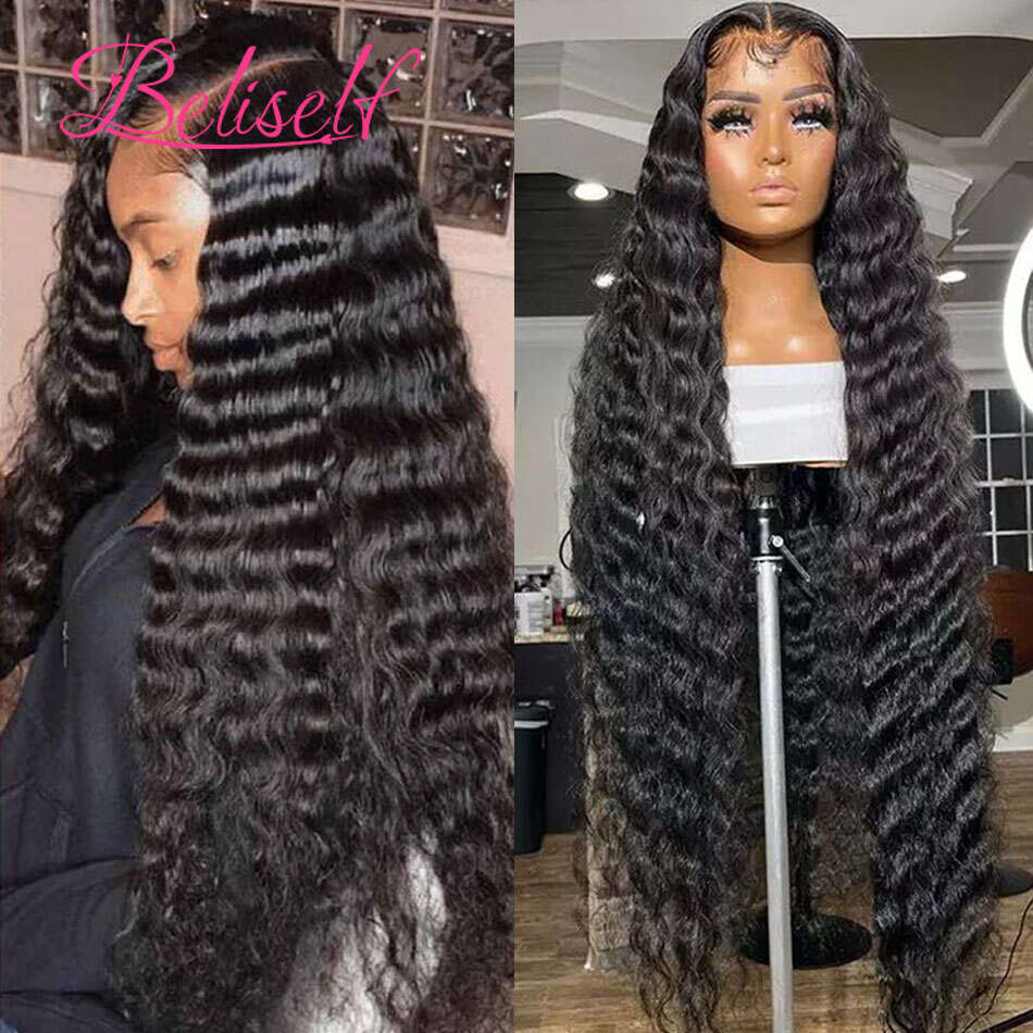 Loose Deep Wave Wig HD Lace Frontal Wigs Pre Plucked Glueless X Human Hair x Closure