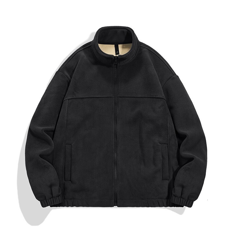 2024 New Designer Winter Plush Warm Cardigan Sweater Solid Color Trendy Wool Thick Collar Jacket Men's Top