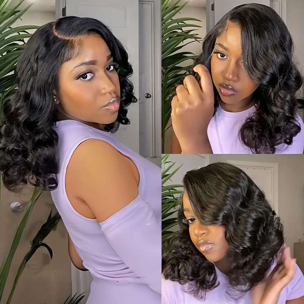 Body Wave Short Density x Lace Front Human Hair wig Inch Bob Frontal Wig HD Transparent Brazilian Remy