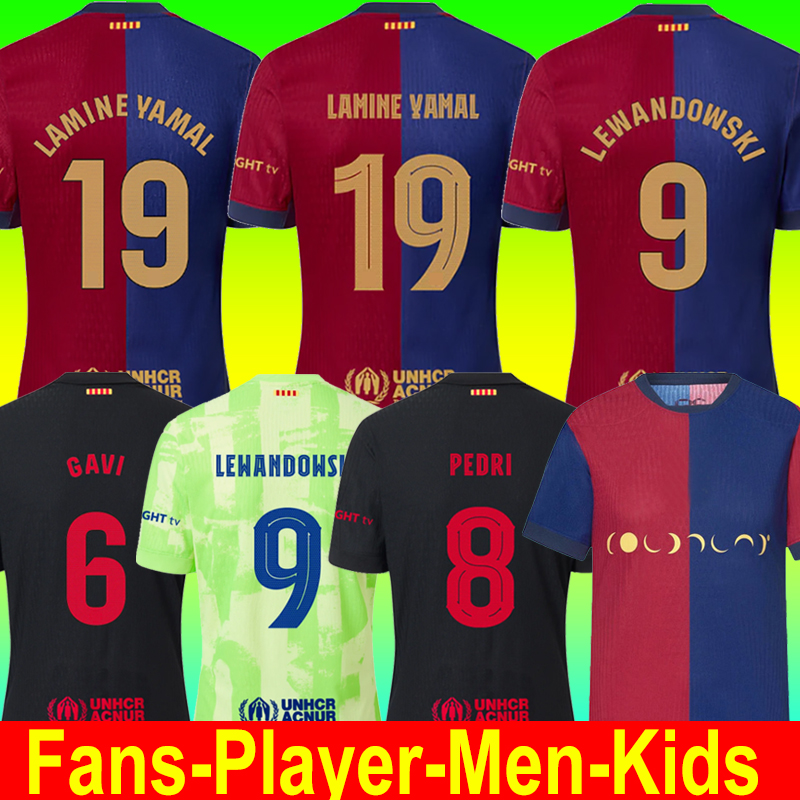 24 25 LAMINE YAMAL PEDRI GAVI Soccer Jersey Camiseta De Football Shirt LEWANDOWSKI FCB player version F. DE JONG RAPHINHA 2024 2025 Men Kids kit uniforms GOLDPLAY