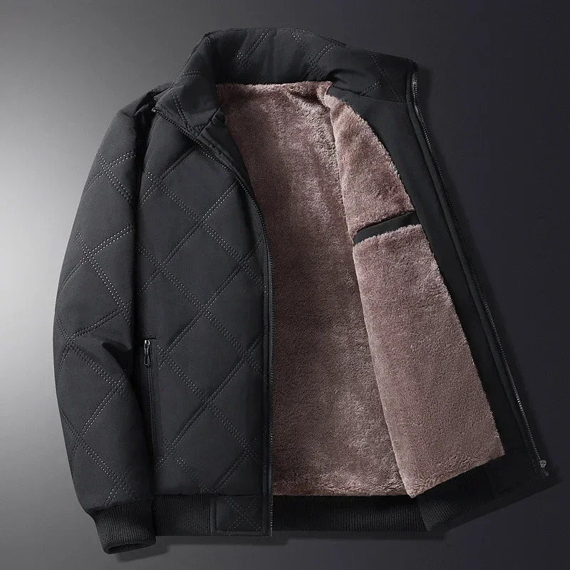 Puffer Jacket Men Thick Warm Winter Jackets Solid Color Parkas Man Cotton Padded Outwear Coats Casual Stand Mens Clothing Top 241024