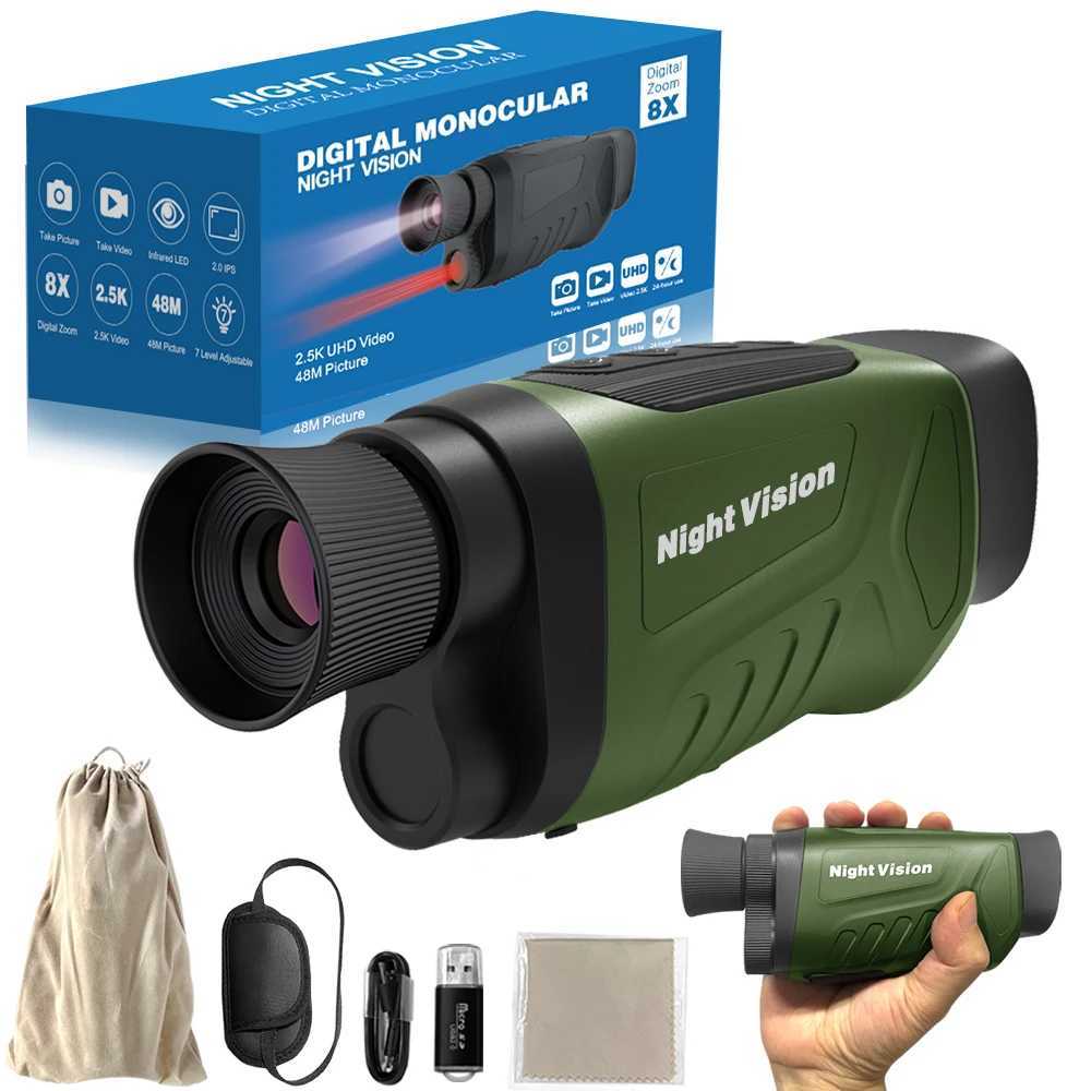 Ponbos DT19 Portable Infrared Monoculars Night Vision 300M 2.5K UHD 48MP 8X Digital Zoom Telescope for Hunting CampingXJ241028