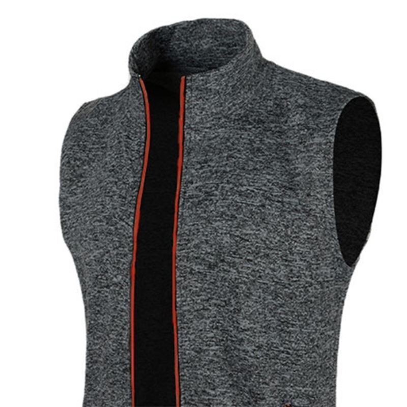 Autumn and winter mens knitted velvet fashion casual top zipper vest sleeveless high neck fleece solid color wear 241025