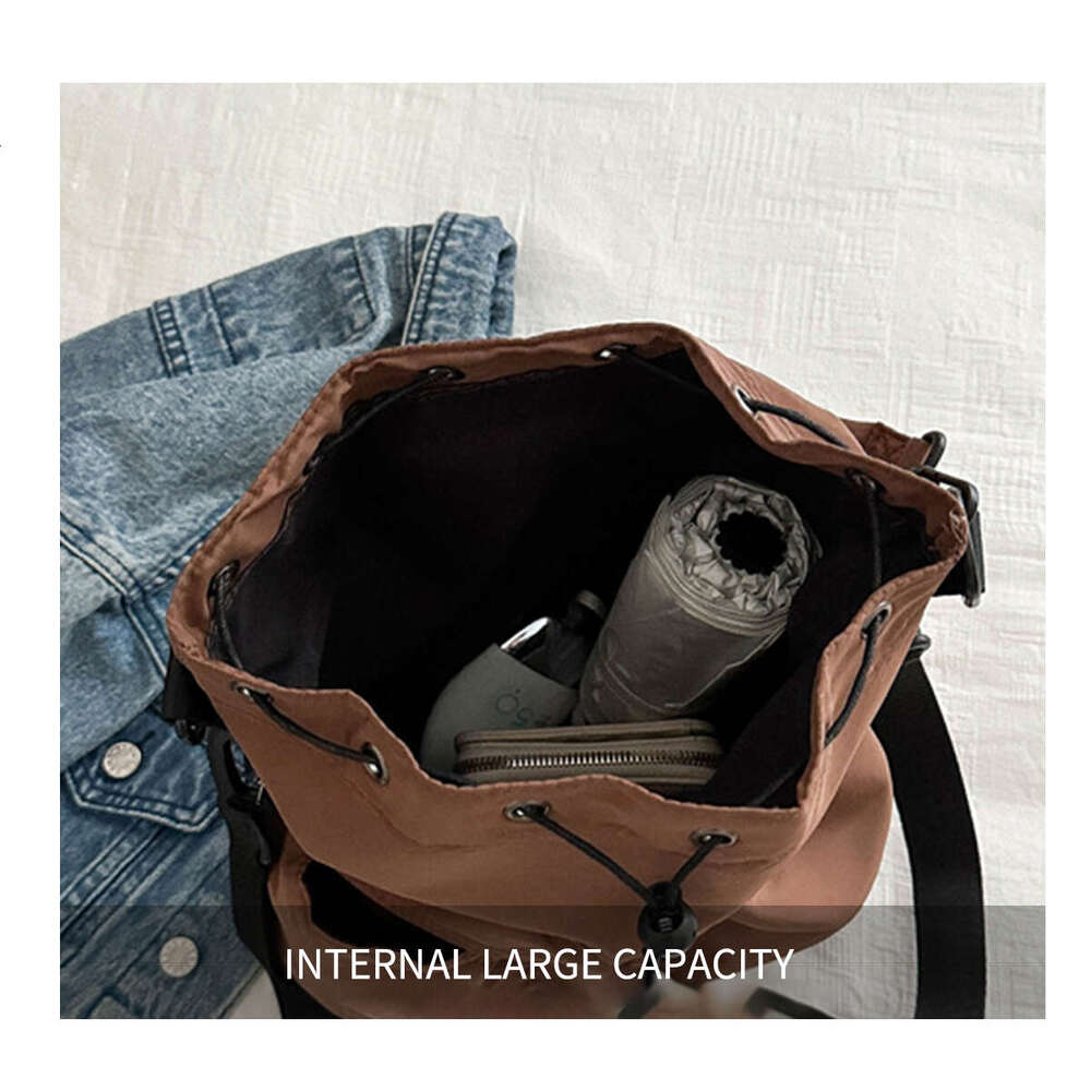 Tote Women Shoulder Nylon Waterproof Large Capacity Handbag Drawstring Crossbody Bag