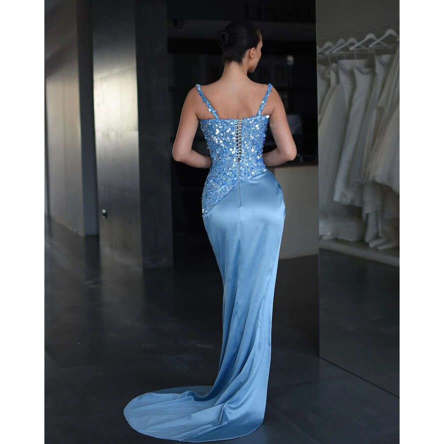 Mermaid Prom Dresses Sequins Spaghetti Evening Split Formal Long Special Ocn Party Dress 0516