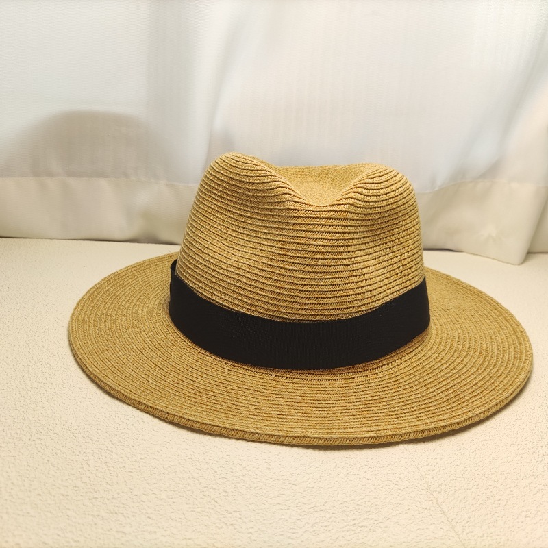 High end Fashion design men's braided straw sun protection hat, women's street top hat