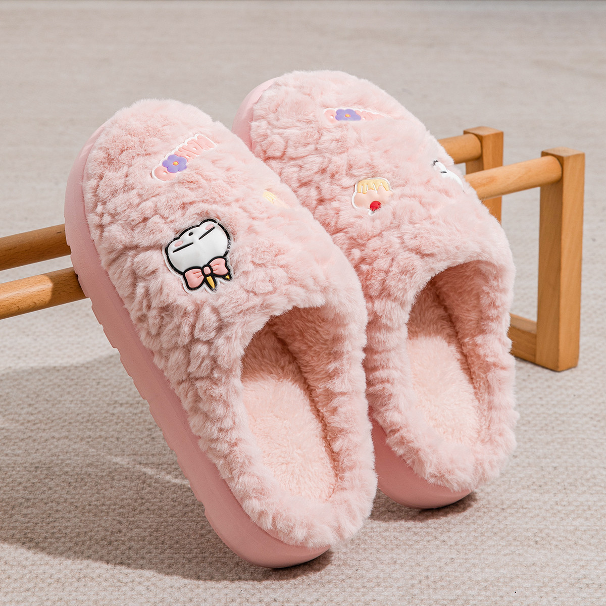2024 new autumn and winter NEW hot indoor home anti slip thick sole with plush couples wearing cotton slippers for men