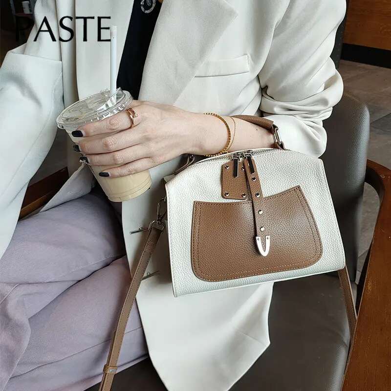 2025 popular blue leisure soft top layer cowhide leather womens shoulder fashion daily use ladies female hand bag